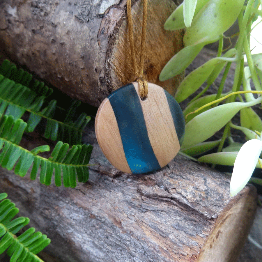 Driftwood with light blue resin