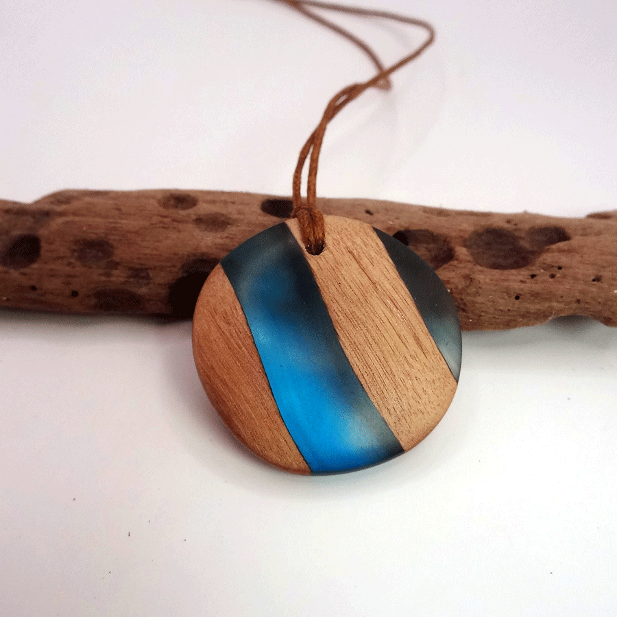 Driftwood with light blue resin