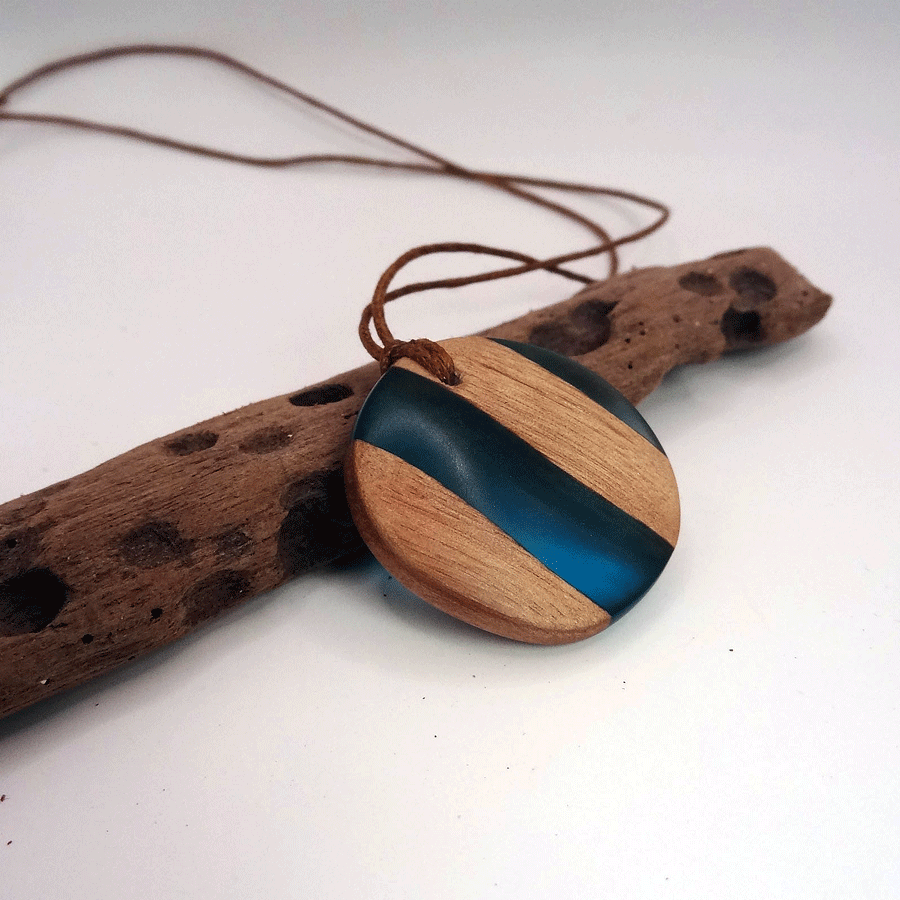 Driftwood with light blue resin