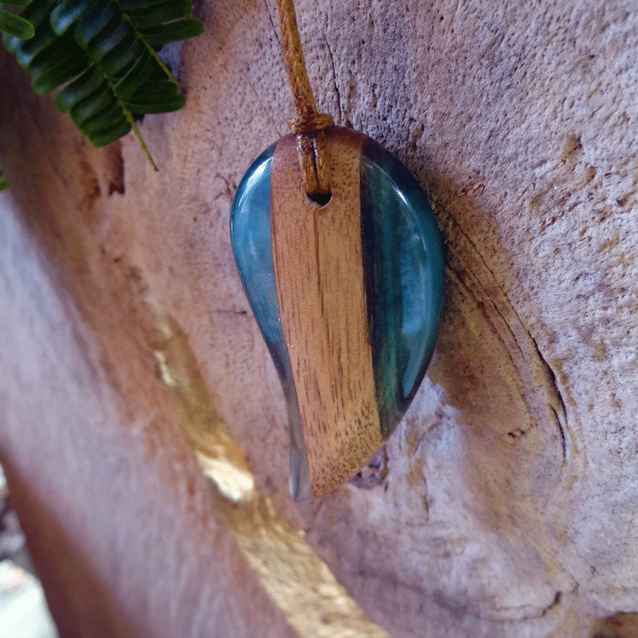 Driftwood with light blue resin