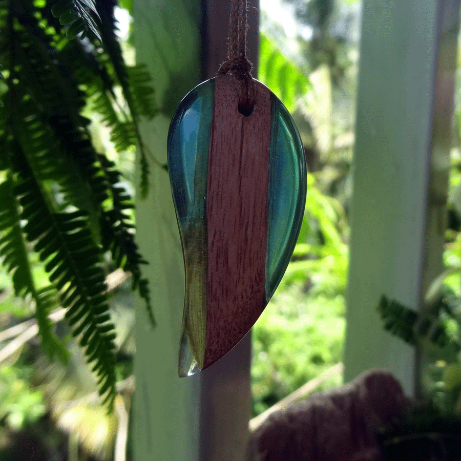 Driftwood with light blue resin