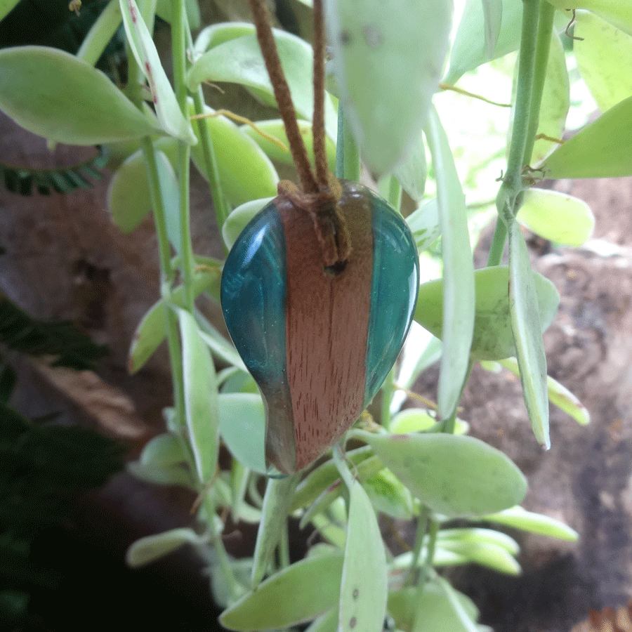 Driftwood with light blue resin