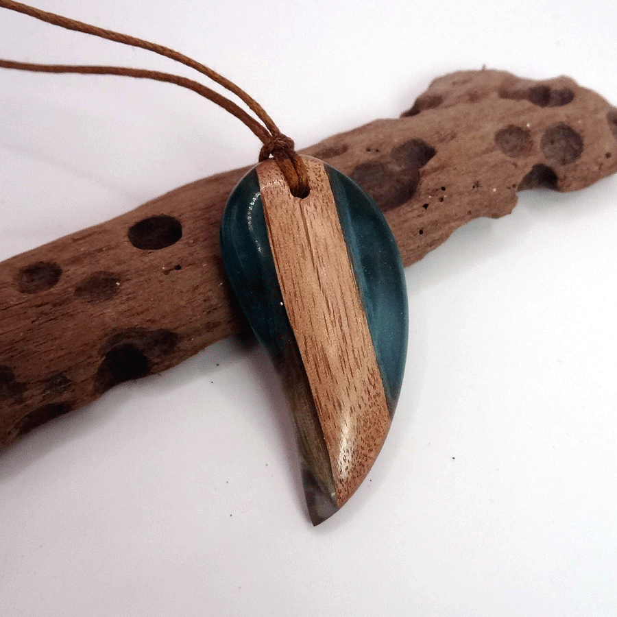 Driftwood with light blue resin