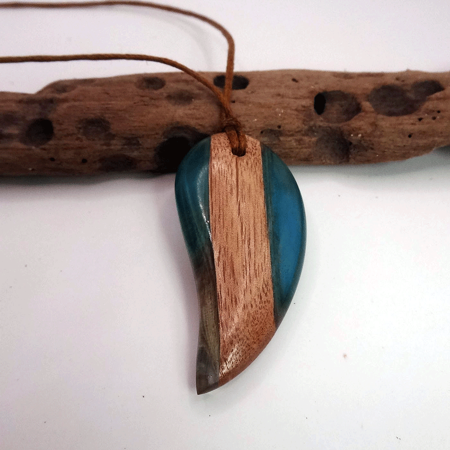 Driftwood with light blue resin