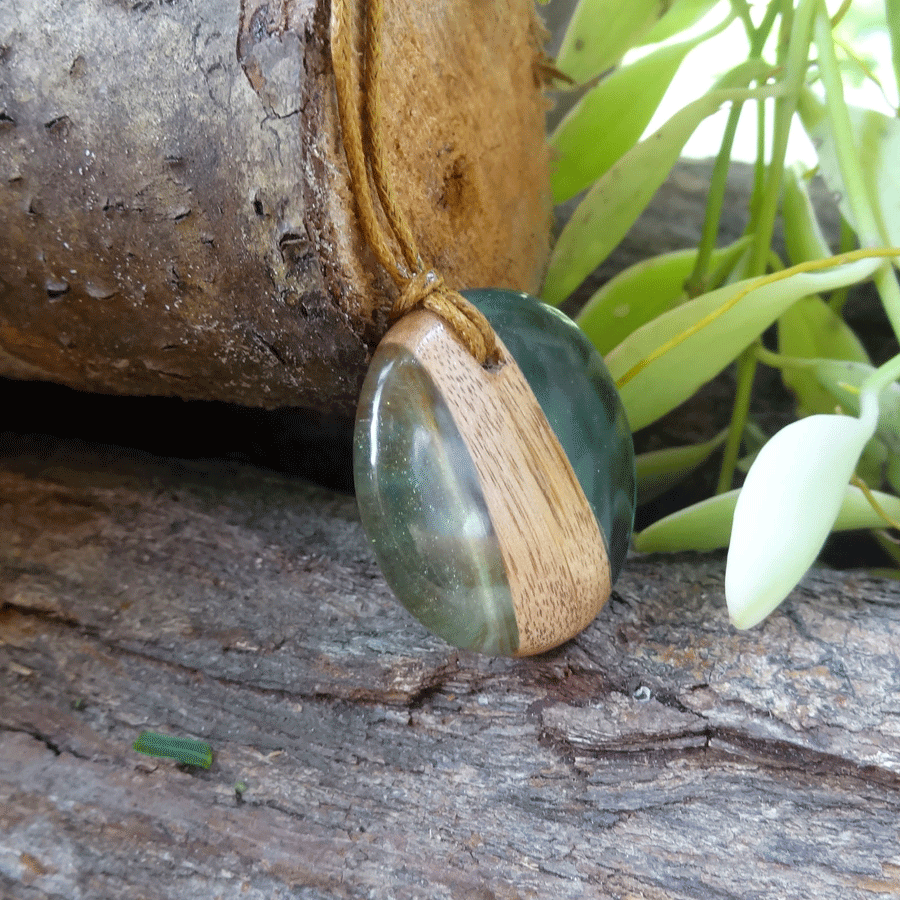 Driftwood with light blue resin