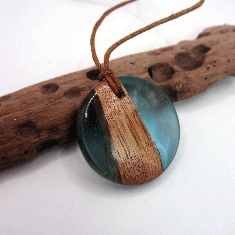 Driftwood with light blue resin