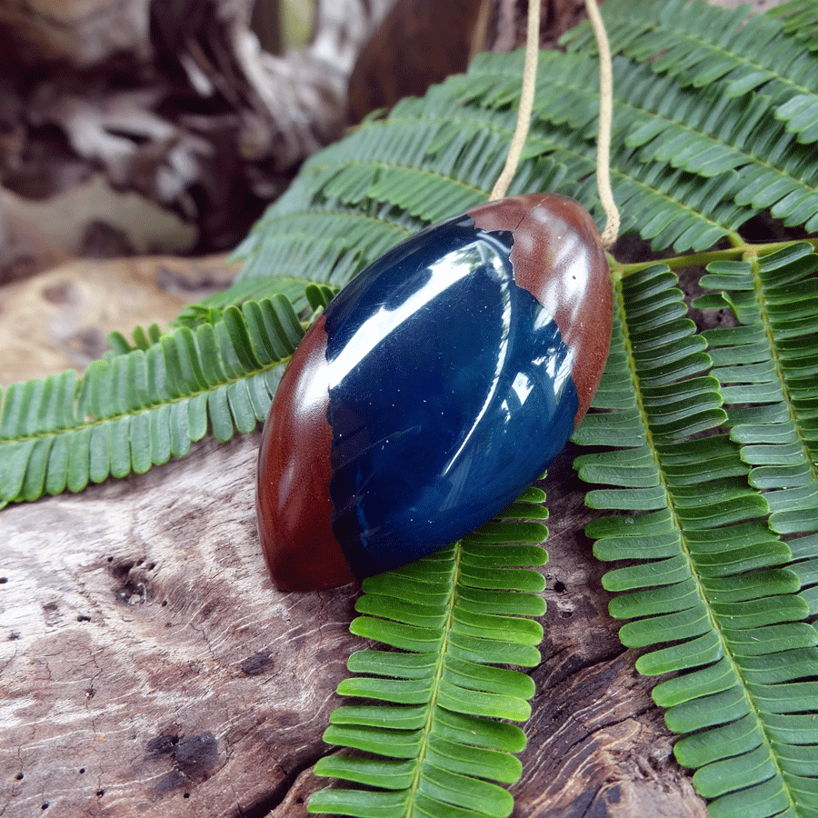 Driftwood with green and blue resin