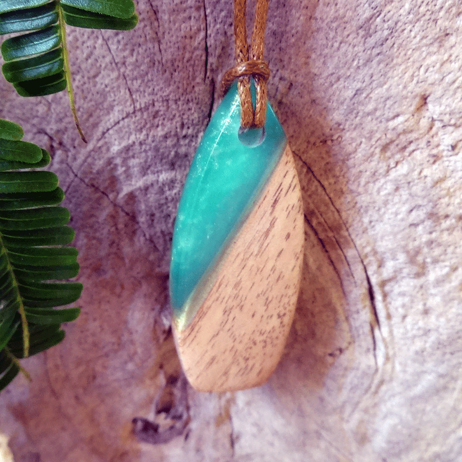 Driftwood with turquoise resin