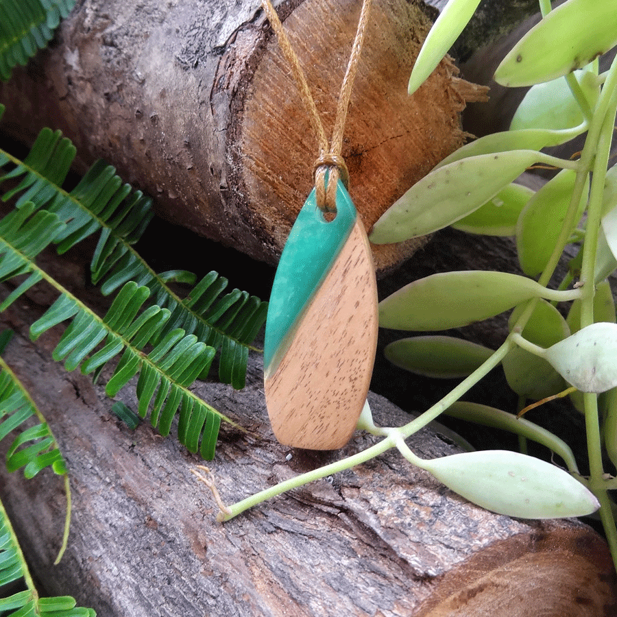 Driftwood with turquoise resin