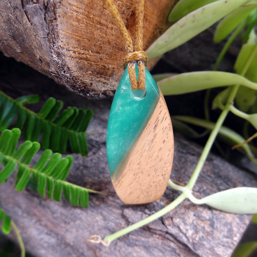 Driftwood with turquoise resin