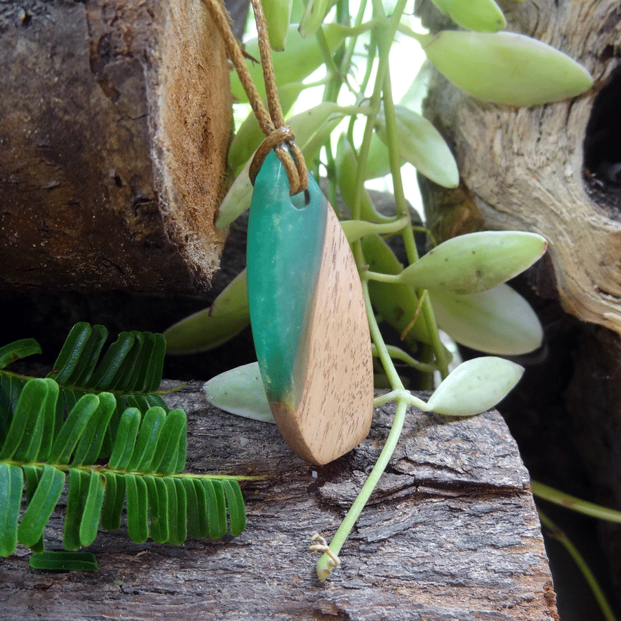 Driftwood with turquoise resin