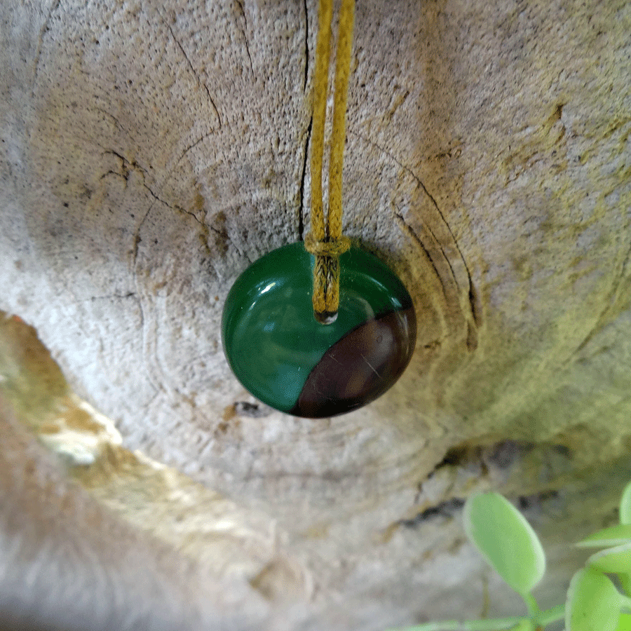 Driftwood with green resin