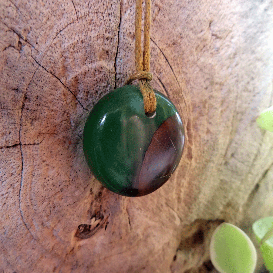 Driftwood with green resin