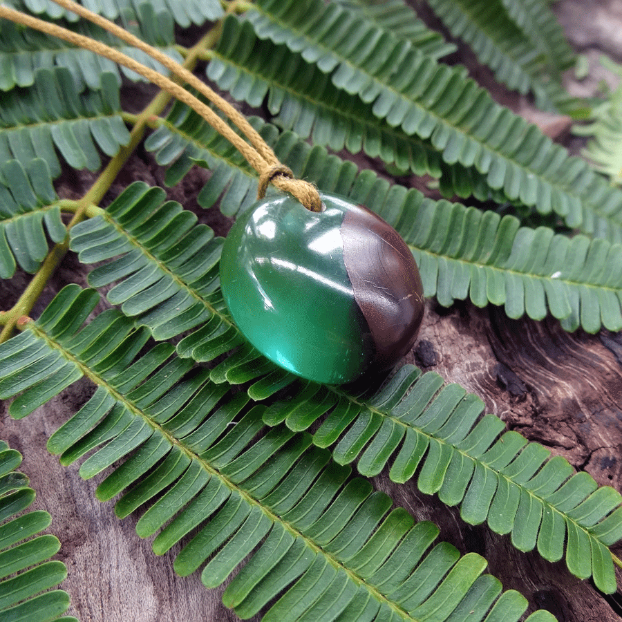 Driftwood with green resin