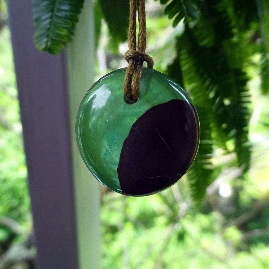 Driftwood with green resin