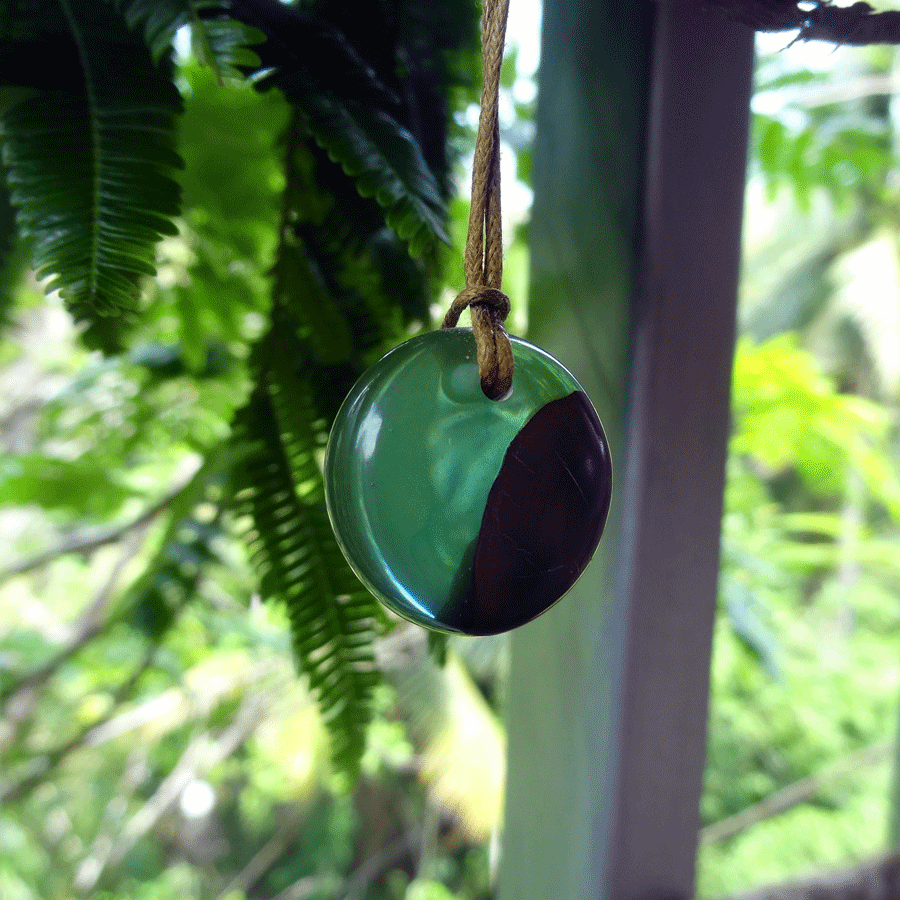 Driftwood with green resin