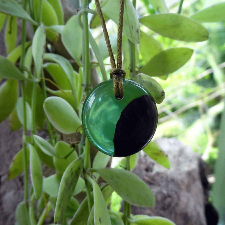 Driftwood with green resin