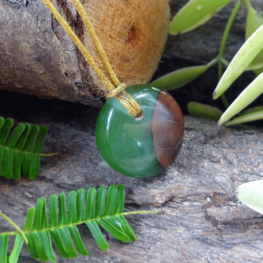 Driftwood with green resin