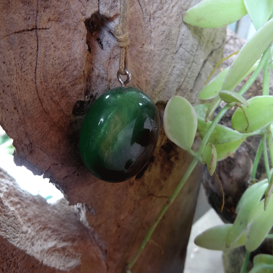 Driftwood with green resin