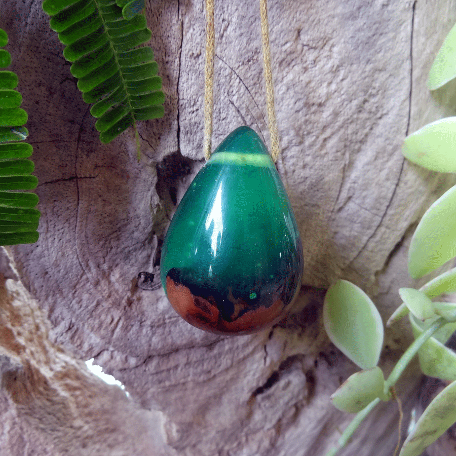 Driftwood with green resin