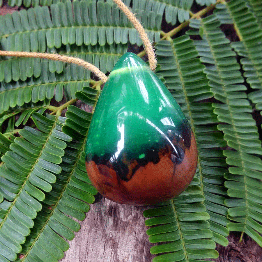 Driftwood with green resin