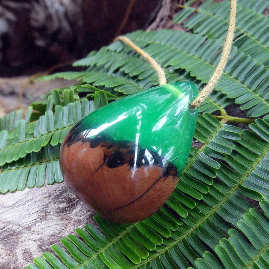 Driftwood with green resin