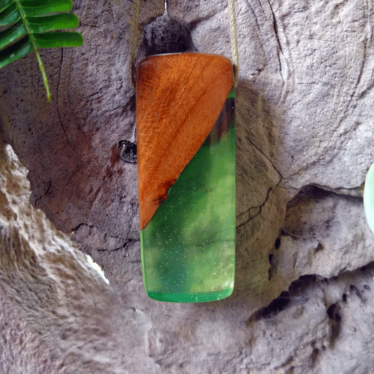 Driftwood with green resin