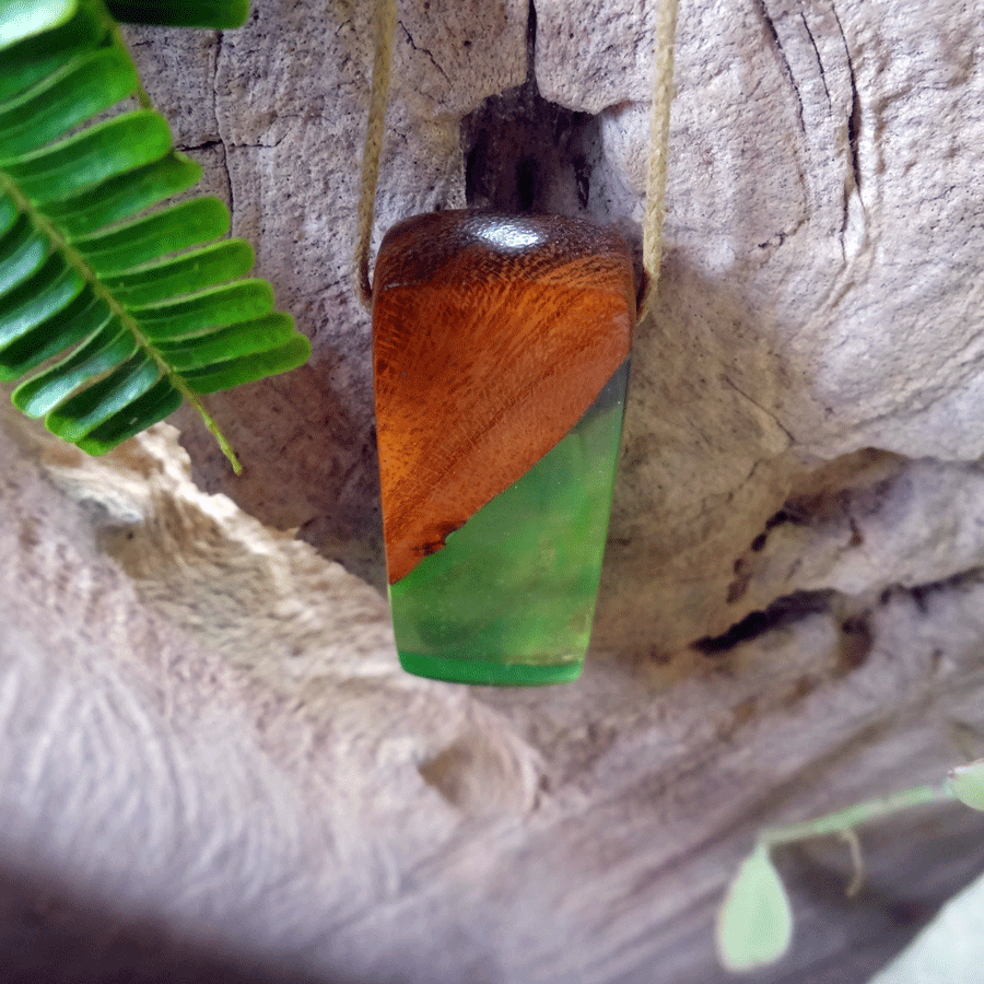 Driftwood with green resin