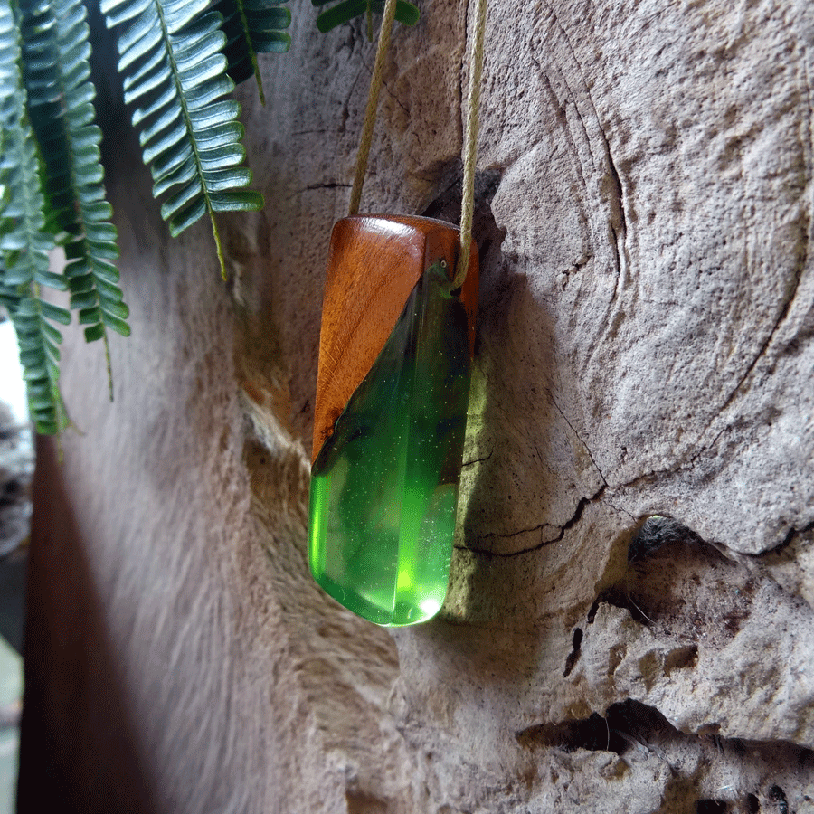 Driftwood with green resin