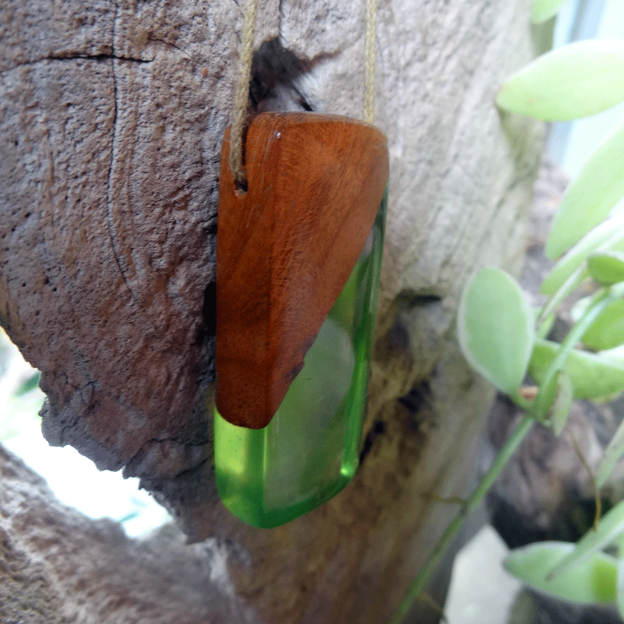 Driftwood with green resin