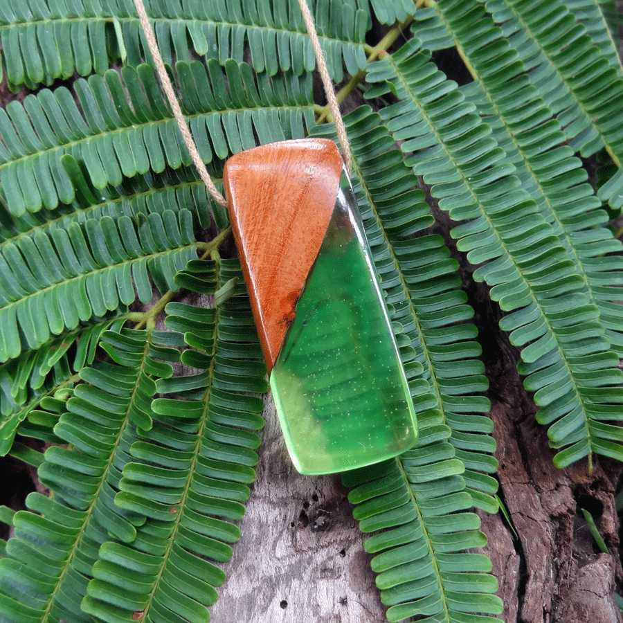 Driftwood with green resin