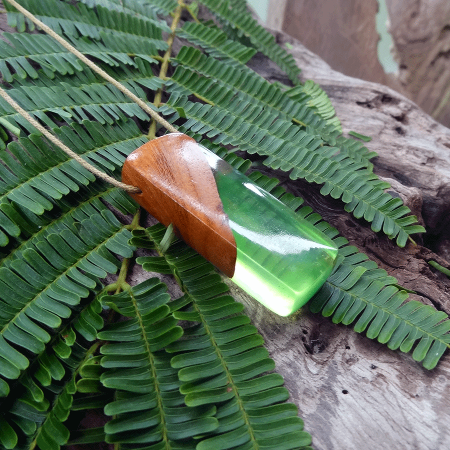 Driftwood with green resin