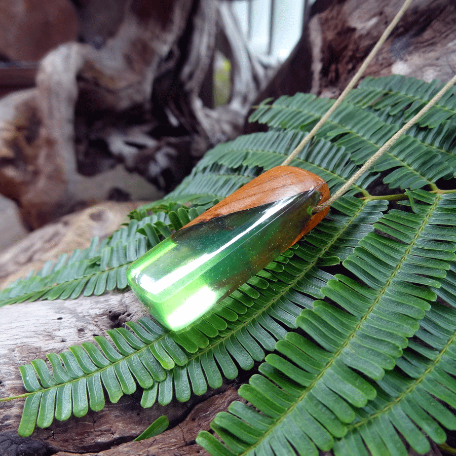 Driftwood with green resin