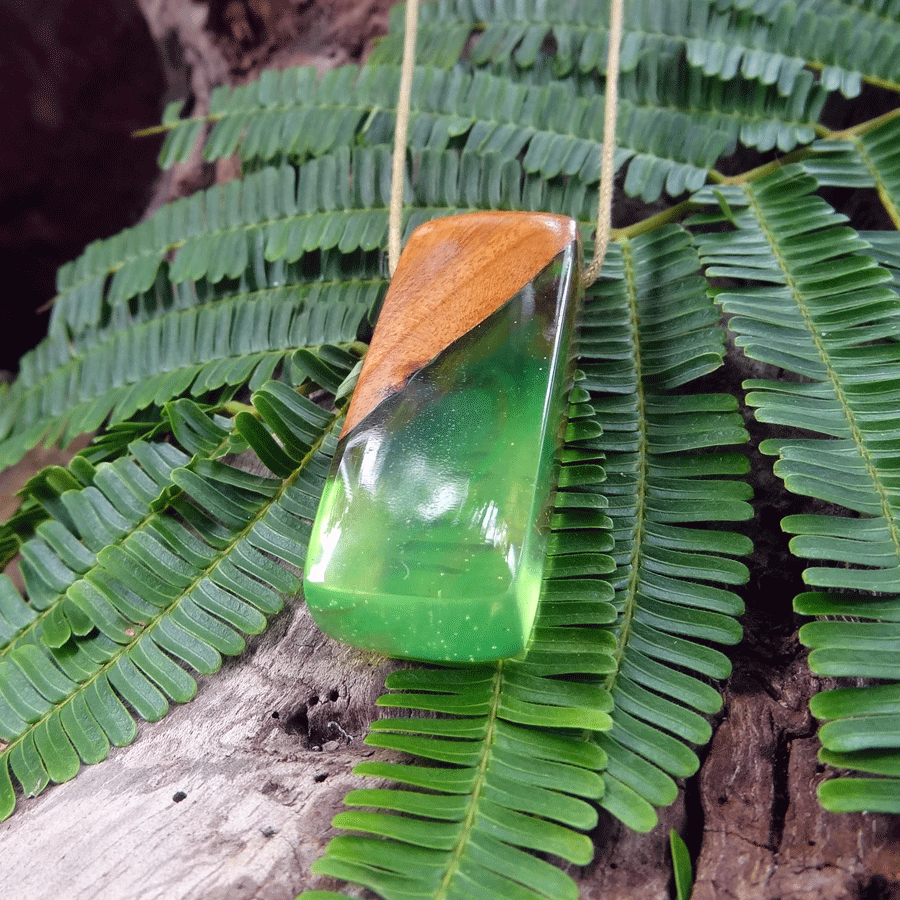 Driftwood with green resin