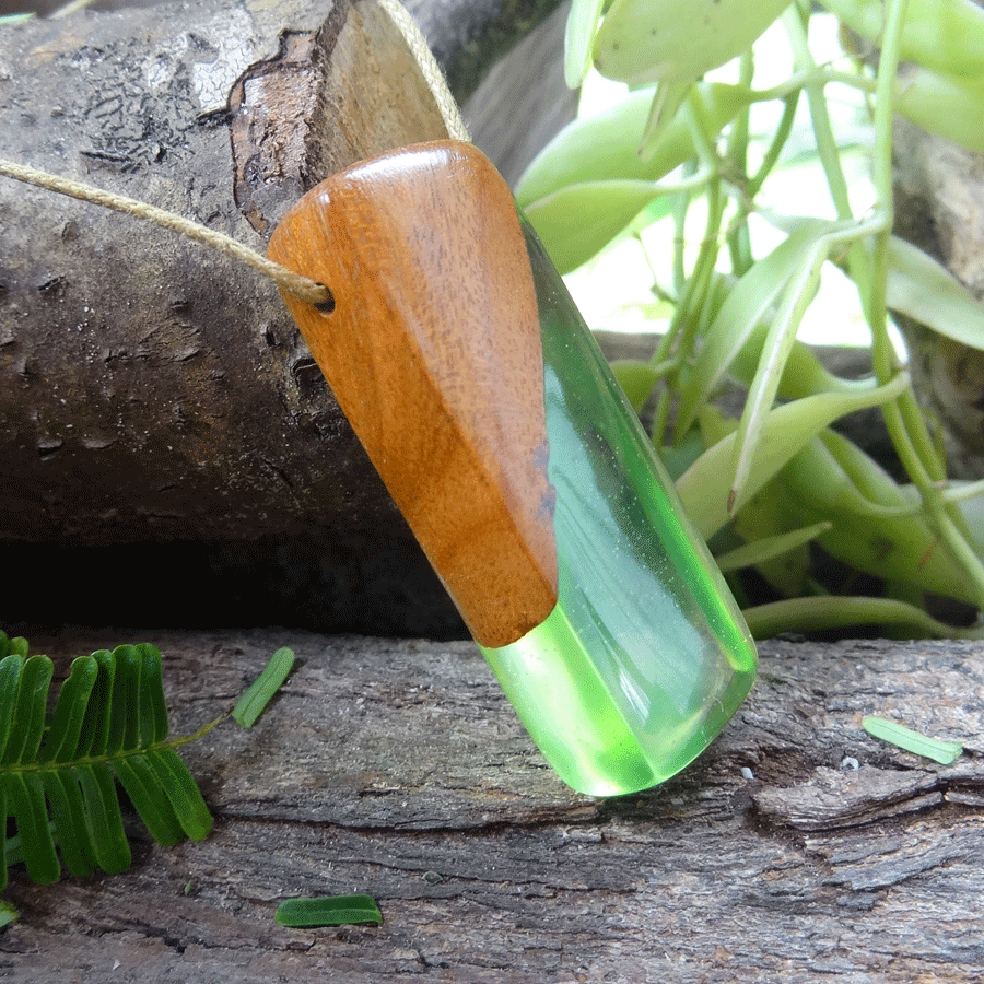 Driftwood with green resin