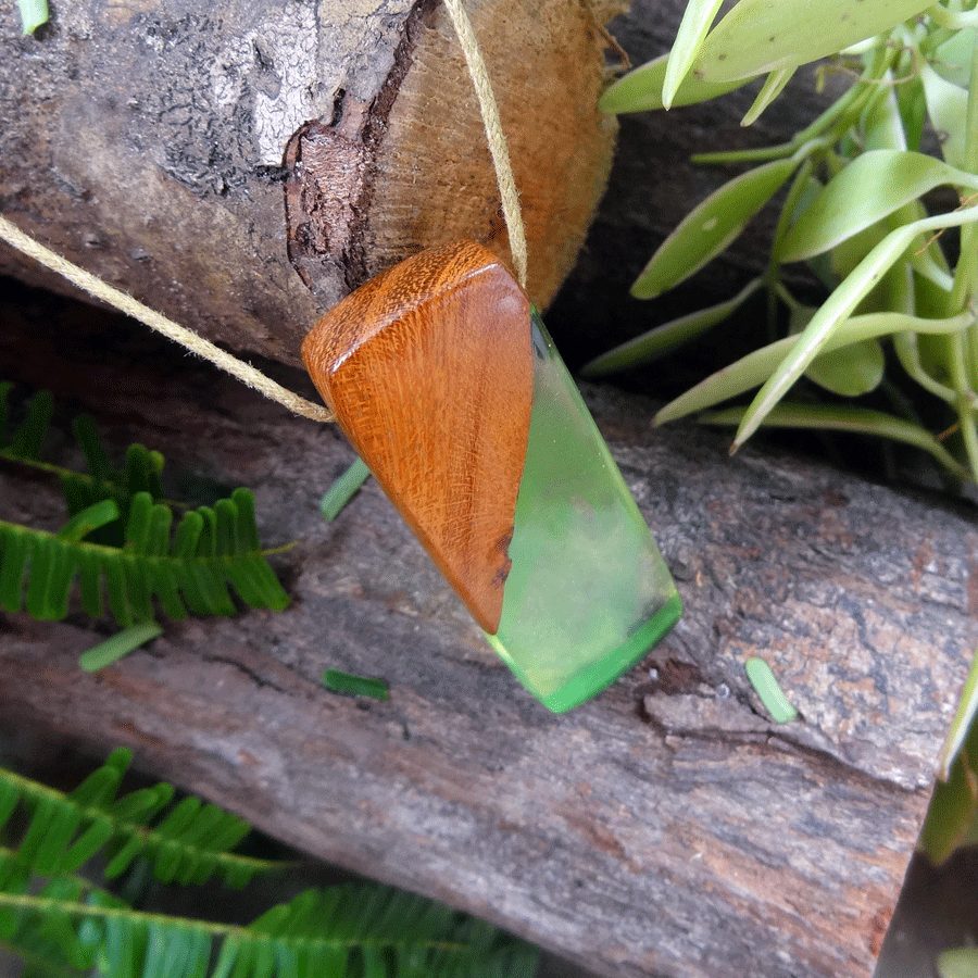 Driftwood with green resin