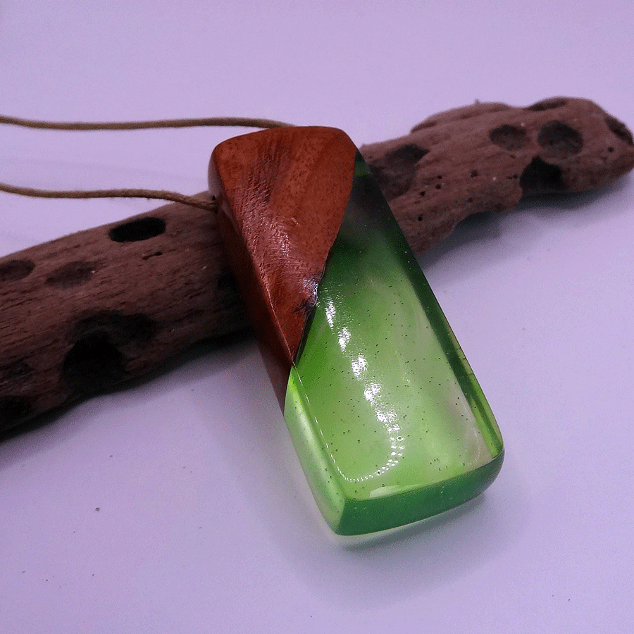 Driftwood with green resin