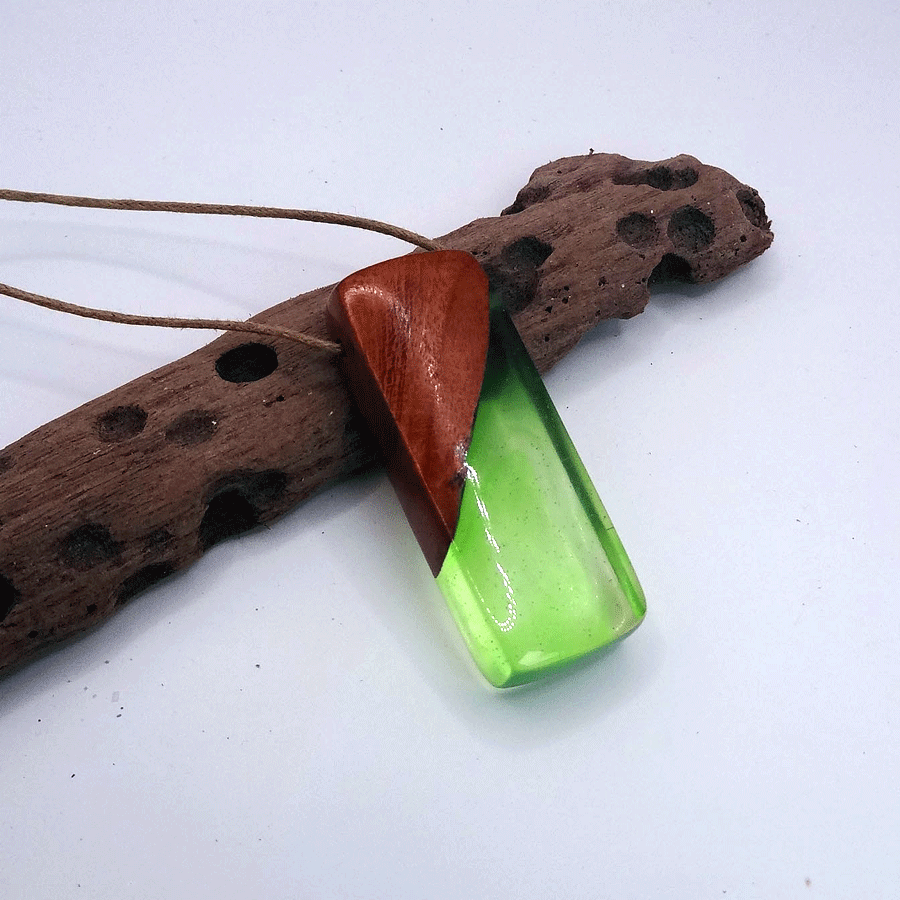 Driftwood with green resin