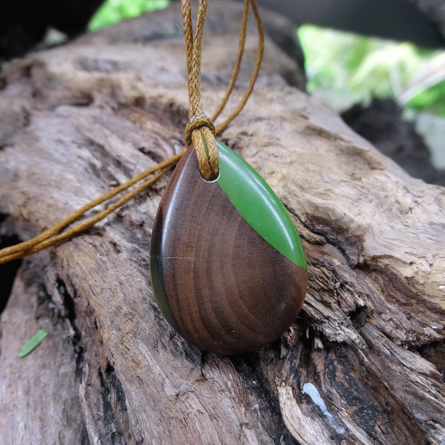 Driftwood with green resin