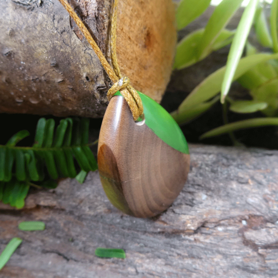 Driftwood with green resin