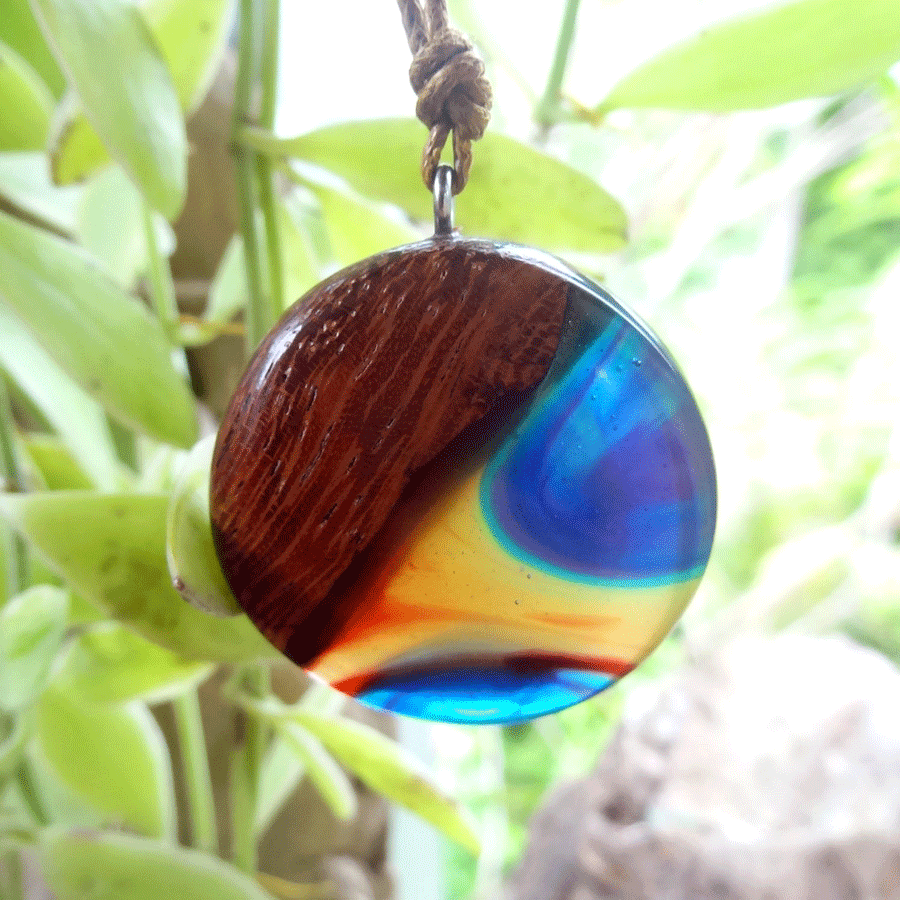 Driftwood with rainbow coloured resin