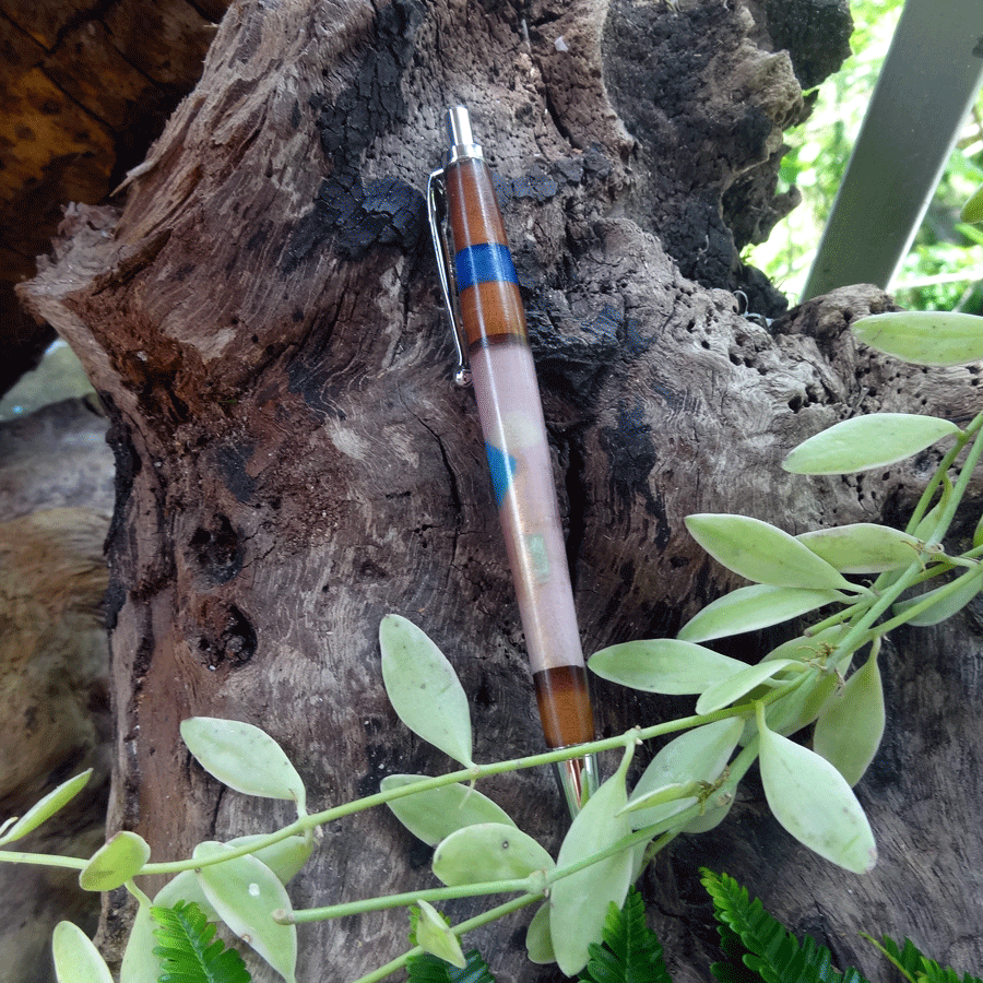 Driftwood and light pink resin pen