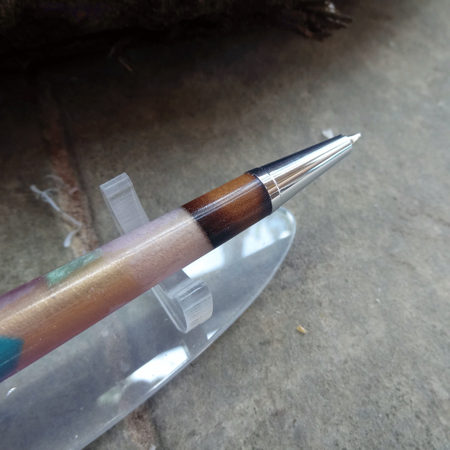 Driftwood and light pink resin pen