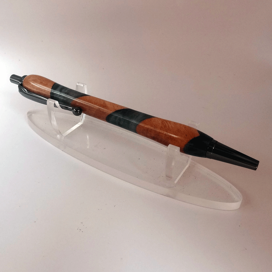 Driftwood and black and turquoise resin pen