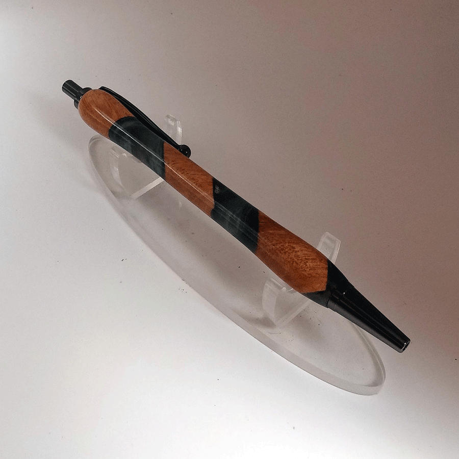 Driftwood and black and turquoise resin pen