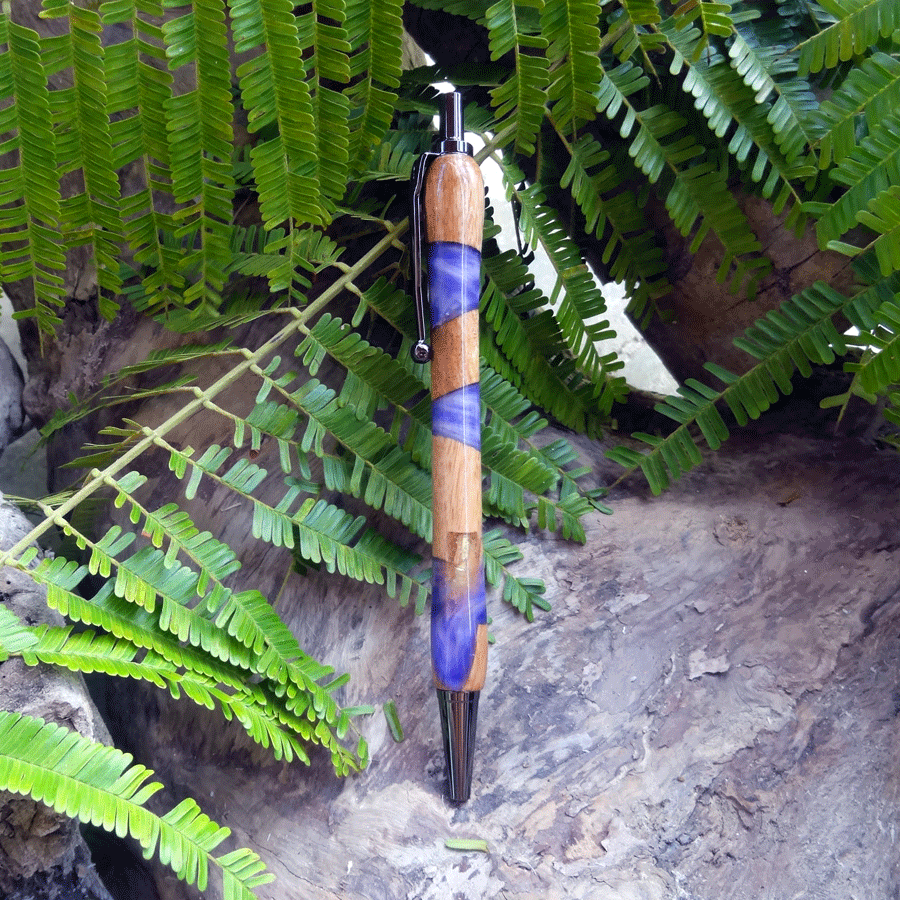 Driftwood and purple and white resin pen