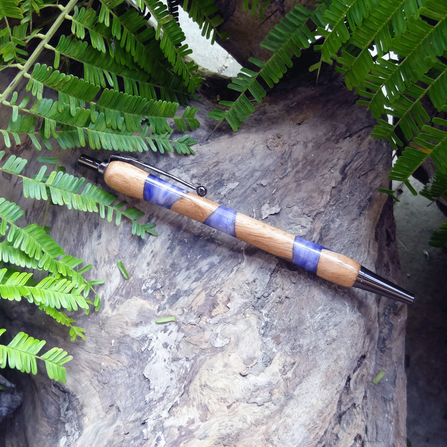 Driftwood and purple and white resin pen