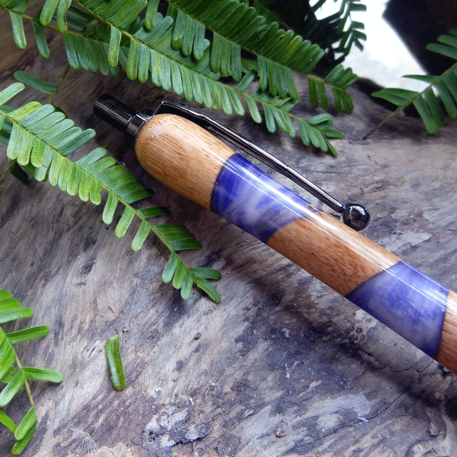 Driftwood and purple and white resin pen