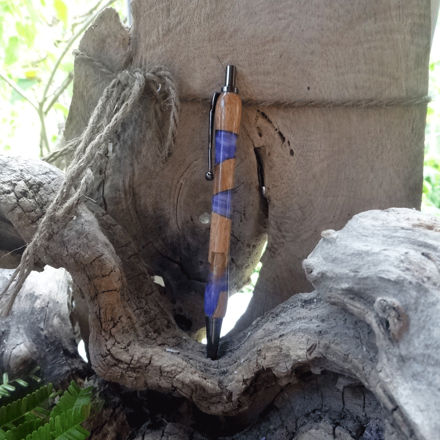 Driftwood and purple and white resin pen