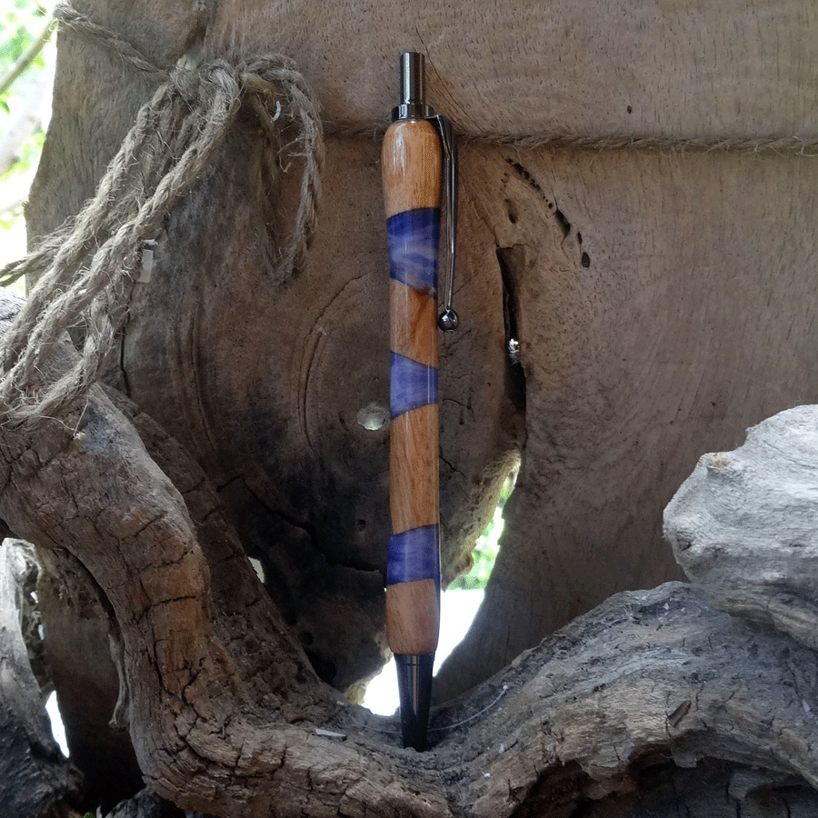 Driftwood and purple and white resin pen